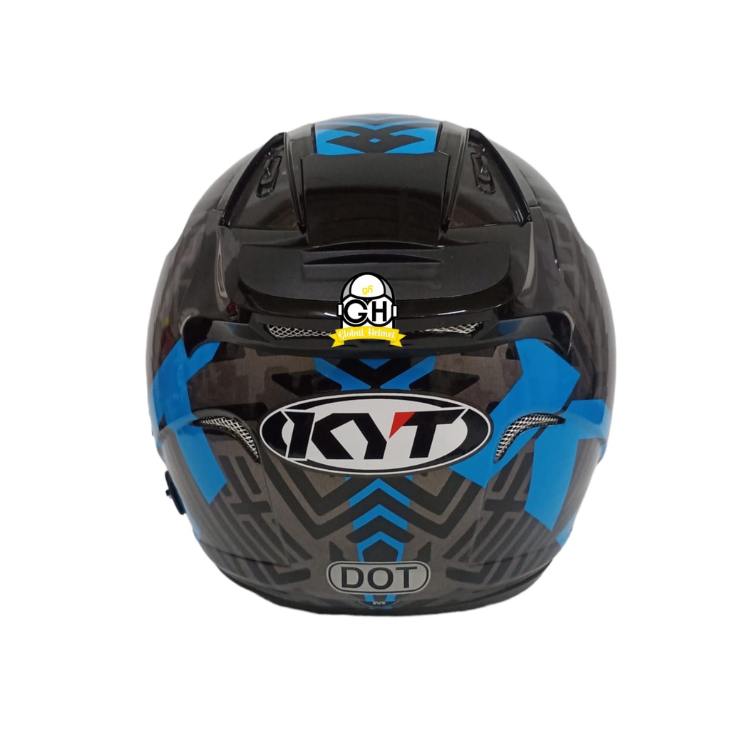 HELM KYT GALAXY FLAT R NEON GUNMETAL BLUE DOUBLE VISOR HALF FACE