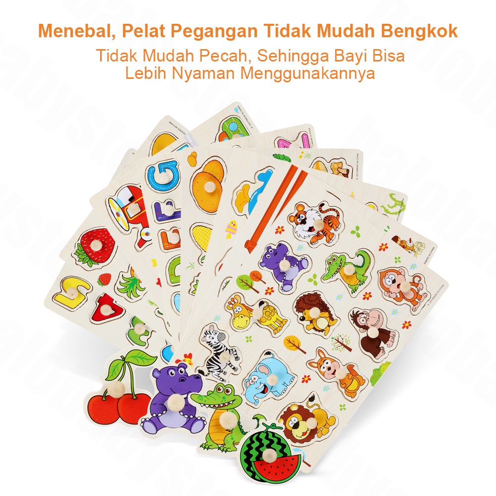 Halo Baby PUZZLE KAYU KNOB ANAK BAYI MAINAN KAYU EDUKASI EDUKATIF