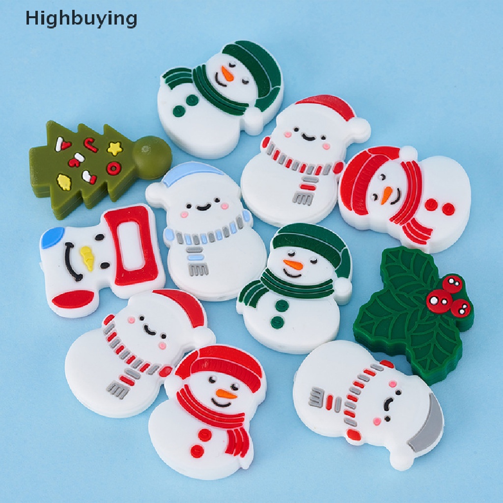 Hbid 1 Pcs Santa Claus Snowman Kaus Kaki Natal Silikon Manik-Manik Food Grade Silicone Teether DIY Dot Rantai Kalung Bayi Molar Glory