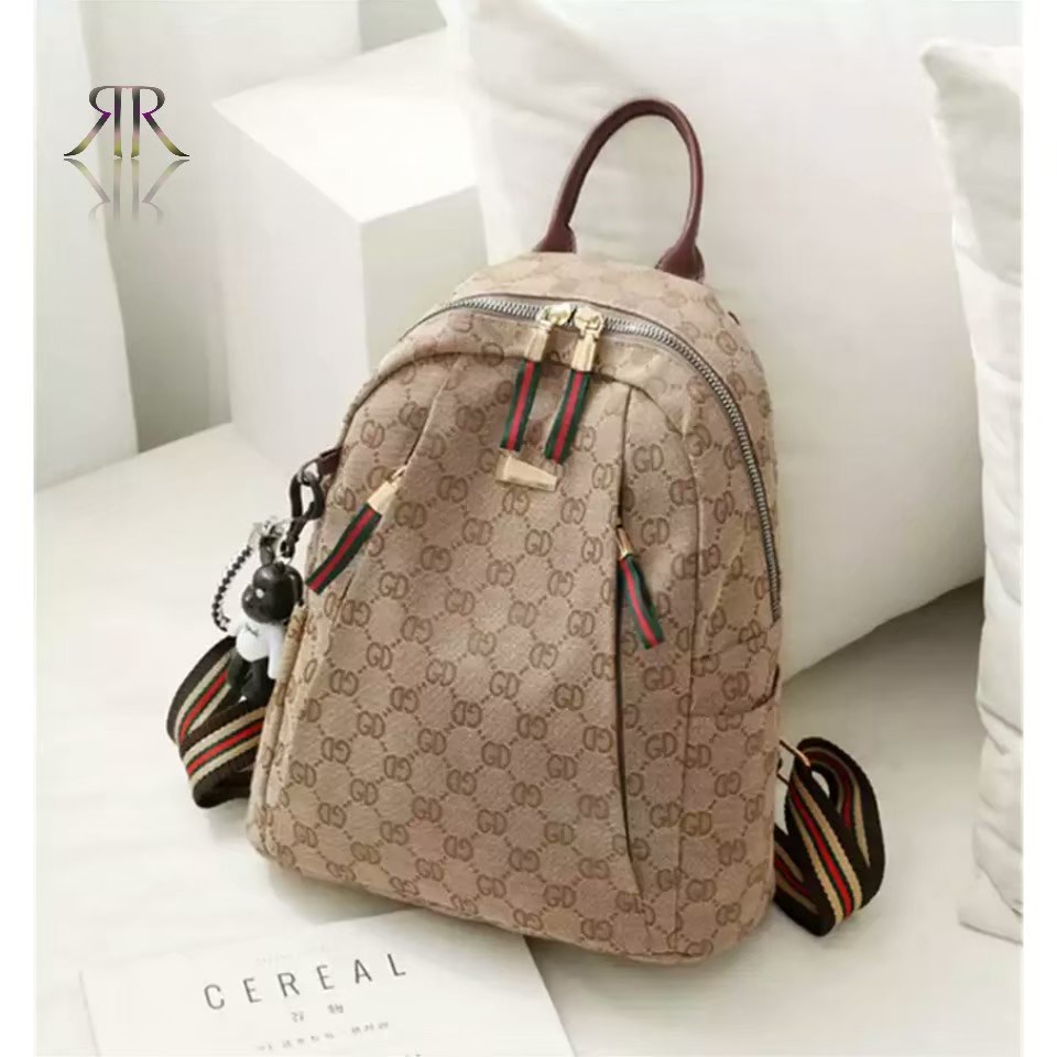 Tas Ransel Wanita Fashion Perempuan Korea Motif Mocca Ransel Free Boneka