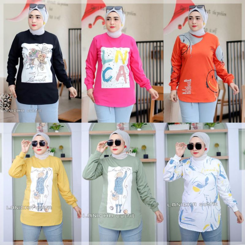 TOP LANICHA ORIGINAL / ATASAN KAOS WANITA LENGAN PANJANG / KAOS WANITA PREMIUM TERBARU