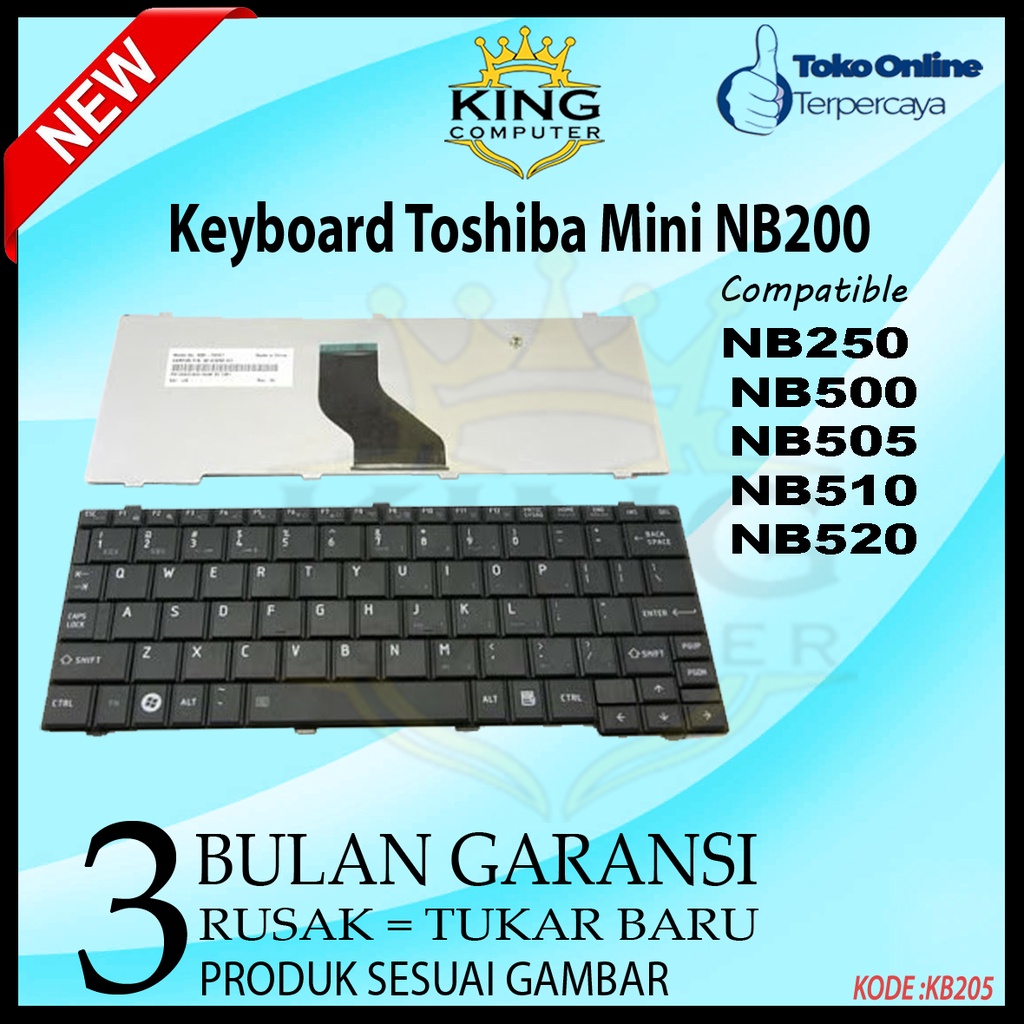 Keyboard Toshiba NB 200 Toshiba NB 205 NB 250 NB 510 NB 520 NB 505 HITAM