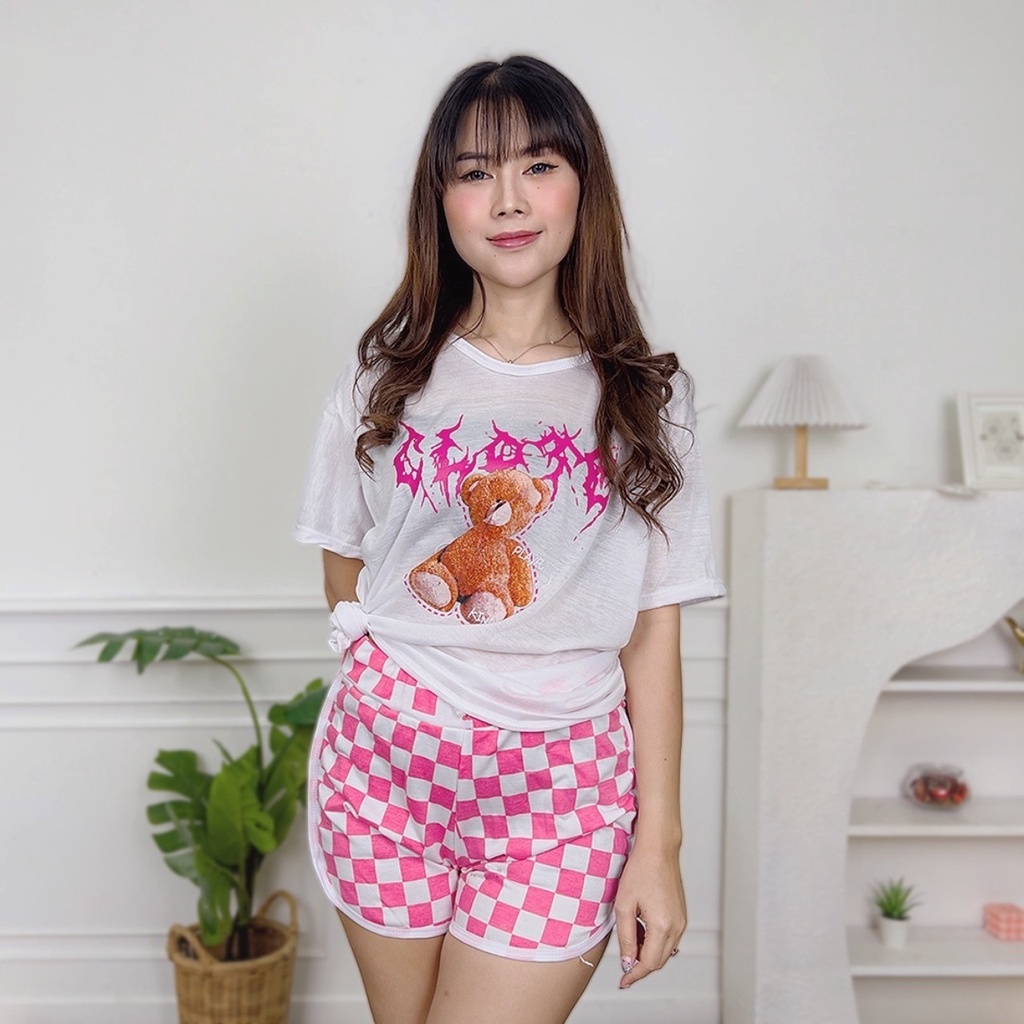 AFI - MC - Kaos Oversize Wanita Close Bear Happiness (LD 106, P 65)