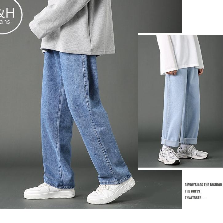 Big Sale jeans korean style pria  blue jeans straight jeans highwaist loose jeans celana panjang 202