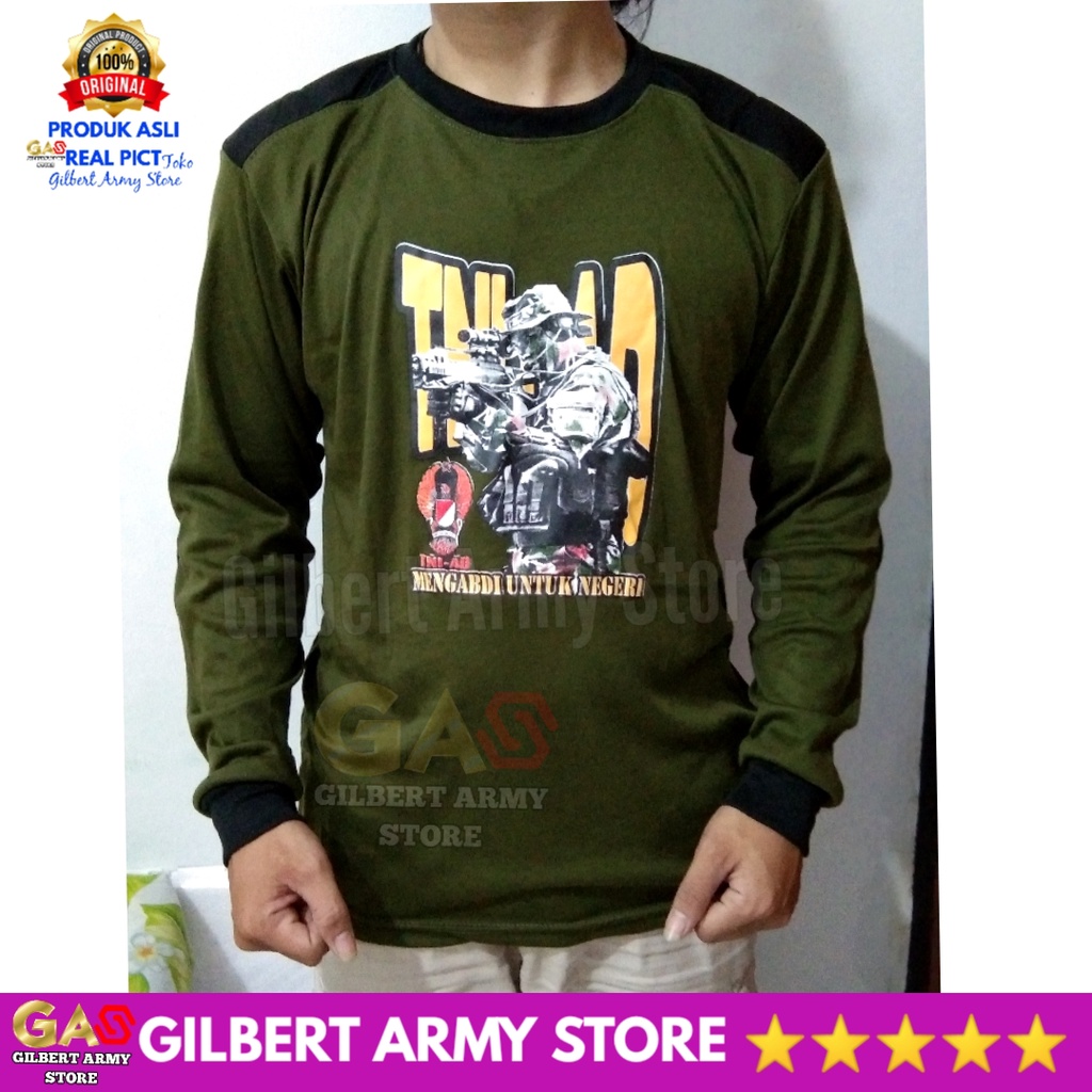 Kaos Hijau  POlos Tni Lengan Panjang Dekker Gambar Gilbert Army Store Terbaru