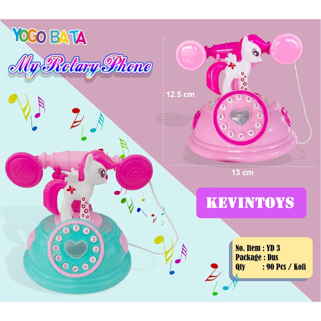 YD 3 MAINAN MY ROTARY PHONE KUDA PONI YOGO BATA / MAINAN HANDPHONE PUTAR BATERAI SUPER LUCU