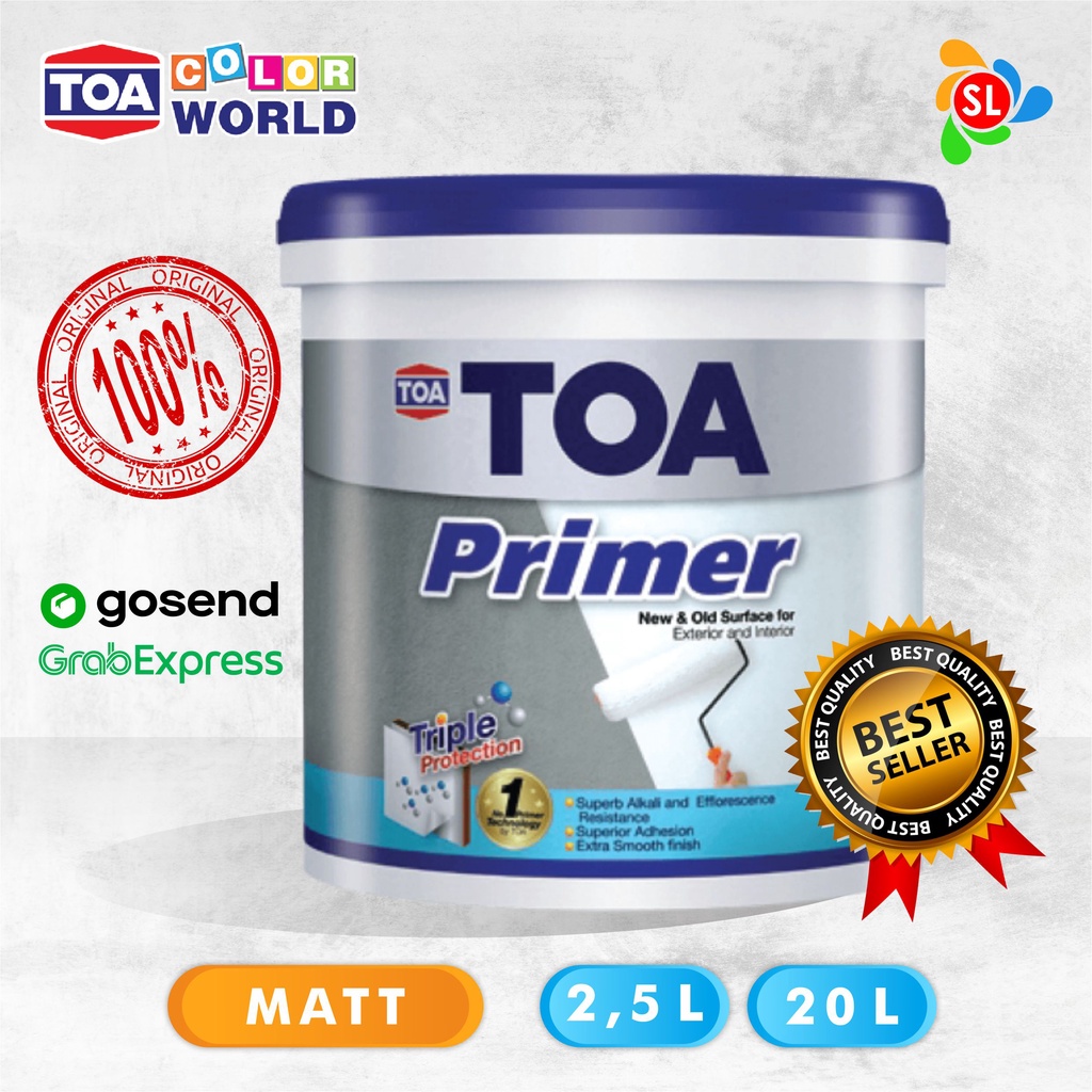 Cat Dinding / Tembok Dasar Toa Primer 2,5 Liter Warna Putih Matt