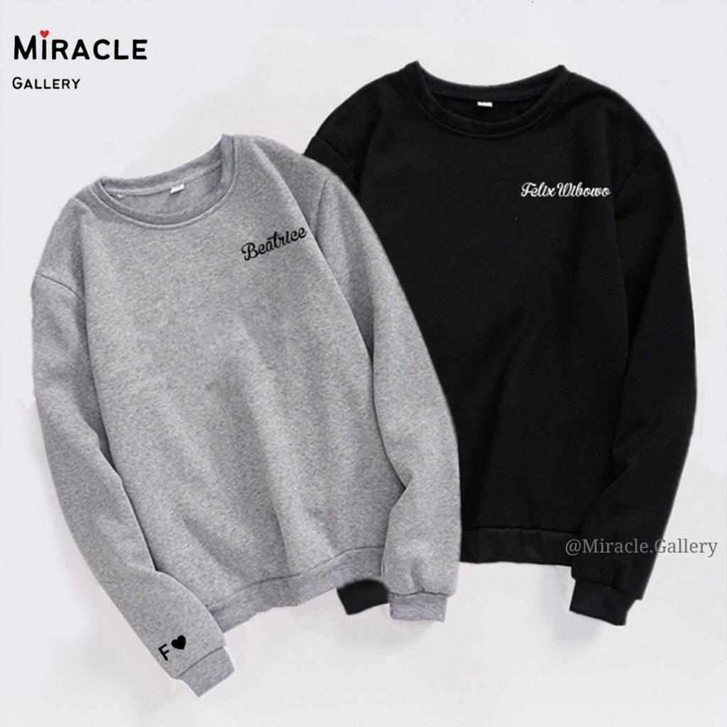 Sweater Oblong Couple / Baju Pasangan CUSTOM NAMA/HURUF DILENGAN  Bahan Fleece Premium