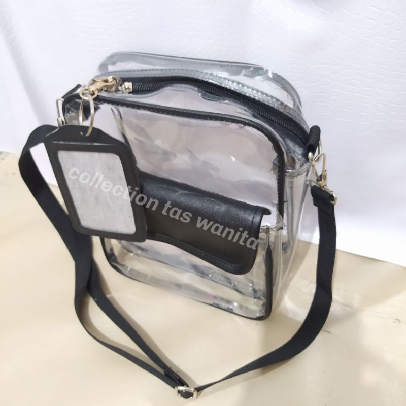 Tas selempang mica transparan + id card  korean style kpop/tas pvc korean style