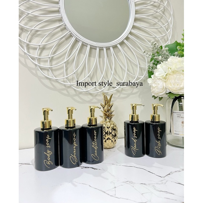 BOTOL HITAM EXCLUSIVE 250ml GOLD LUXURY . aesthetic bottle refill tempat sabun cair pump estetik mewah