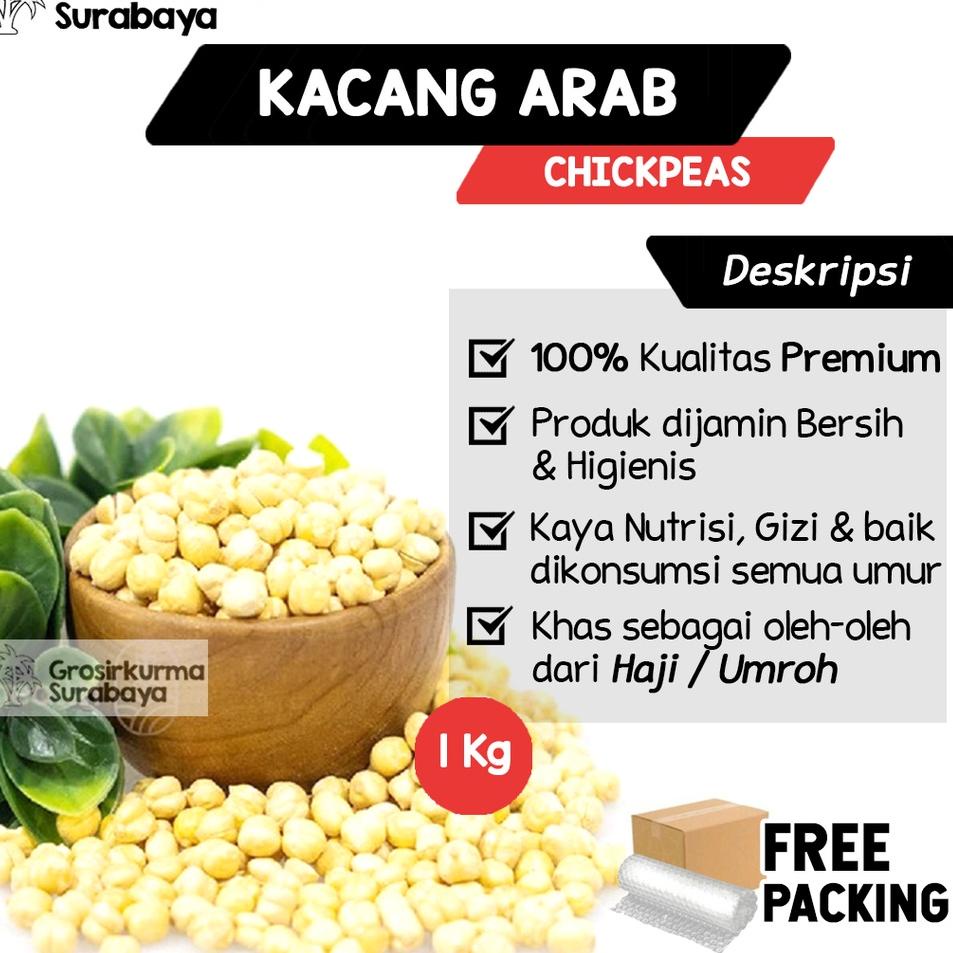

㊤ KACANG ARAB CHICKPEAS Premium 1kg Matang Panggang Moodbooster MPASI Almond Oleh oleh Haji Umroh ↻
