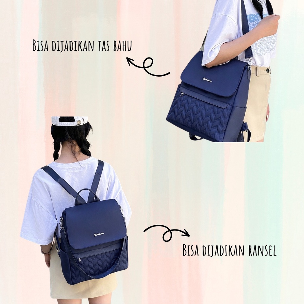 TAS RANSEL WANITA BACKPACK IMPORT ANTI AIR NAVY HAROGA PREMIUM PUNGGUNG GENDONG SEKOLAH REMAJA KULIAH KERJA FASHION KEKINIAN KOREA TA693N1 BRANDED BATAM