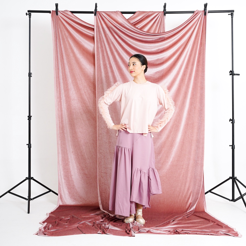 Agni - ODETTE LONG SLEEVE DUSTY PINK - T-Shirt (Kaos) Wanita Dusty Pink