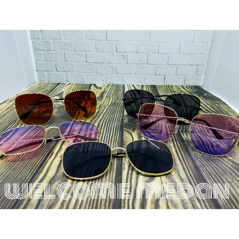 MEDAN W104 Kacamata Pria/Wanita-Fashion-Retro Vintage Segiempat Metal-Sunglasses-Korea