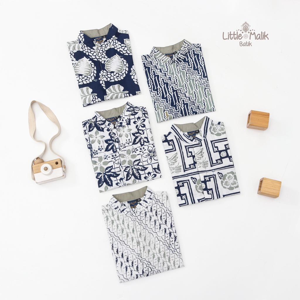 Kemeja Batik Anak Lengan Pendek By Little Malik Batik, Lawasan Solo Warna Sage