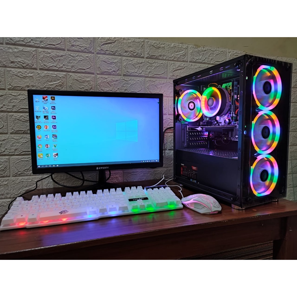 PC Gaming Editing Farming Intel I5 3470 Ram 16GB HDD 500GB SSD 256GB VGA 4GB LED 19 Inch Siap PAKAI