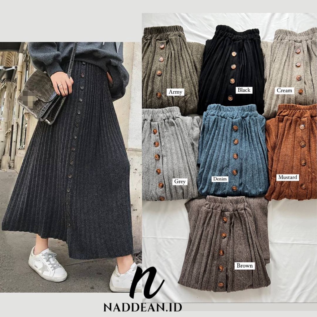 [SEMATA KAKI] ROK PLISKET WOL KANCING WOOL IMPORT / WOLL MAXI SKIRT PRISKET