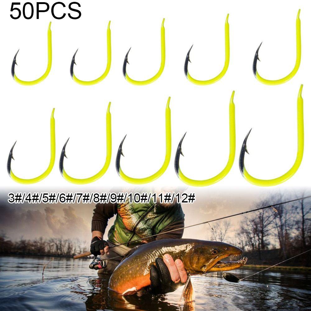 Nanas 50PCS Fishhooks Ketangguhan Memancing Laut Neon Fish Gear