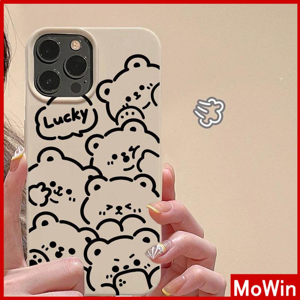 For iPhone 14 Pro Max iPhone Case Khaki Gray TPU Soft Case Shockproof Protection Camera Cute Bear Cartoon Compatible For iPhone 13 Pro max 12 Pro Max 11 Pro max xr xs max 7Plus 7 8