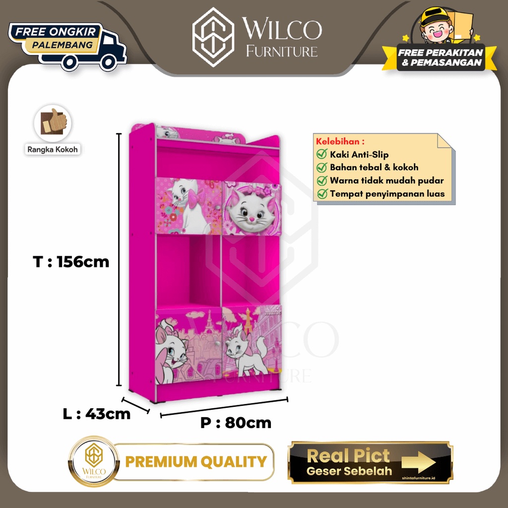 Lemari Pakaian 2P Anak Perempuan Marie / Lemari Baju Anak Karakter