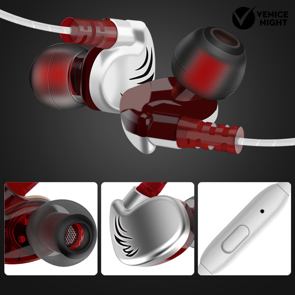 (VNEP) (Berkabel) V11 Earphone In-ear Mega Bass 3.5mm Sport Stereo Gaming Earbud dengan Mikrofon untuk Luar Ruangan