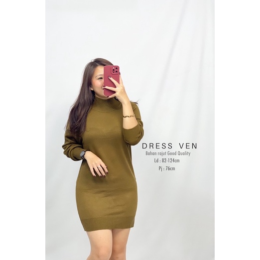 MDLV ~ DRESS VEN RAJUT DRESS RAJUT KOREA DRESS LENGAN PANJANG DRESS MIDI FASHION WANITA