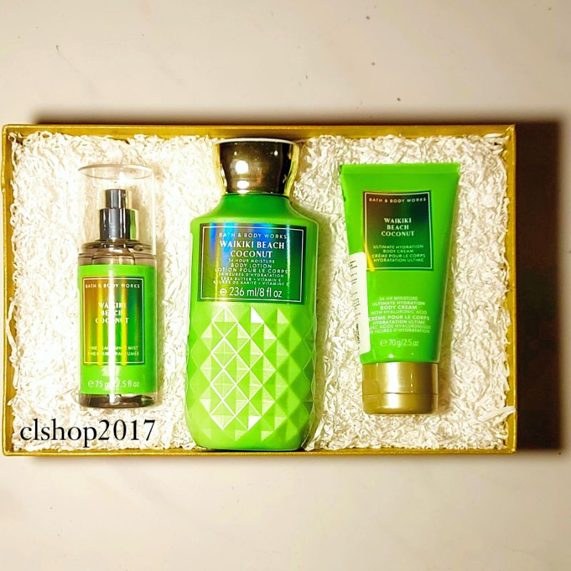 BBW WAIKIKI BEACH COCONUT GIFT SET PAKET BATH &amp; BODY WORKS