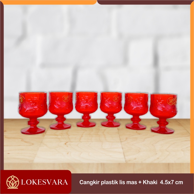 Cangkir Sembahyang / Altar / Puja Plastik Lis Emas + Kaki 4.5x7cm