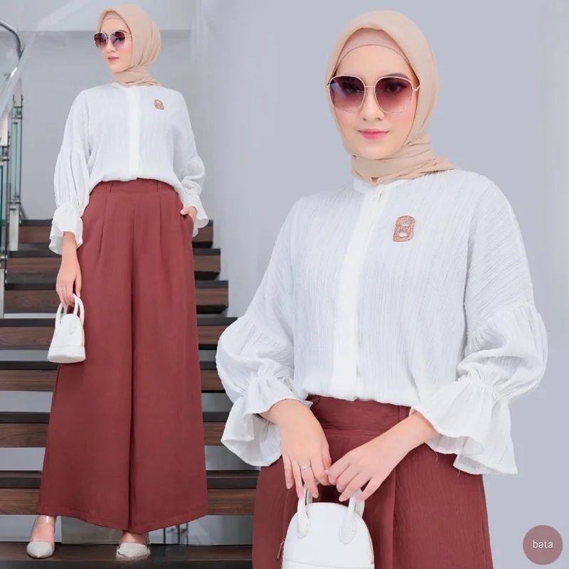 NAMARI SET BC BAHAN CRINKLE AIRFLOW UKURAN M L XL PANJANG BAJU 65 CM LINGKAR DADA 100  - 120 CM SETELAN WANITA TERBARU 2023 KEKINIAN / ONE SET CRINKLE AIRFLOW / SET BAJU MUSLIM MODERN / SETELAN BUSUI FRIENDLY