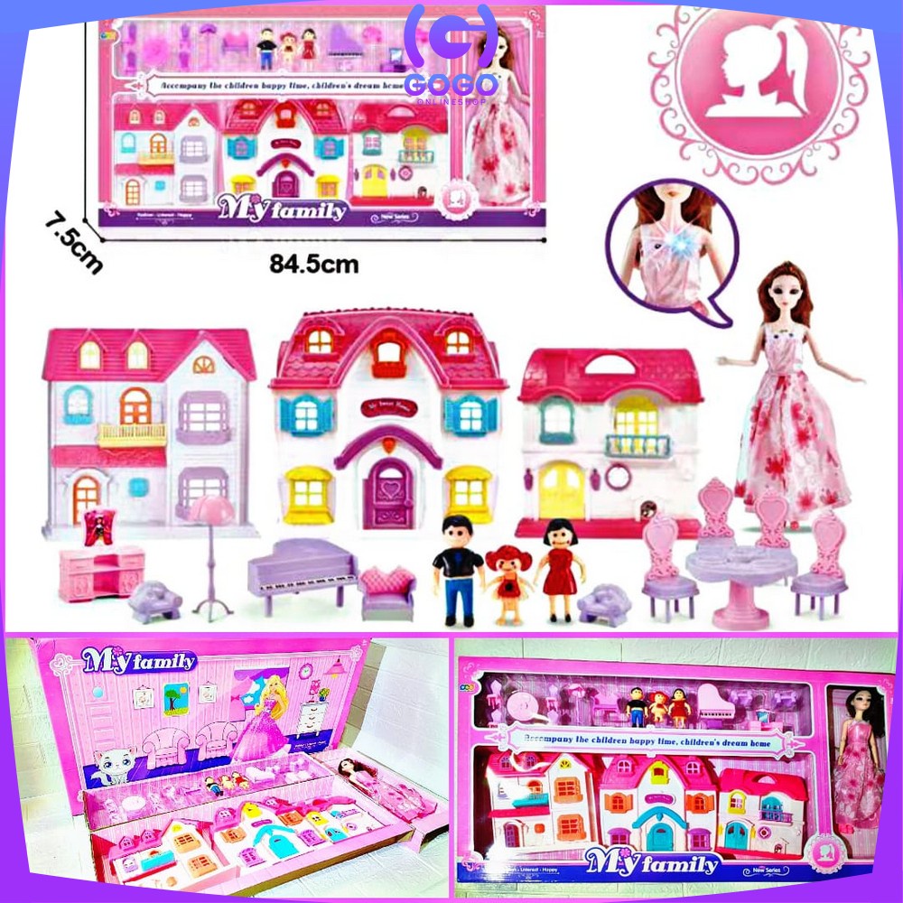 GOGO-M122 Mainan Rumah Rumahan Anak Ukuran JUMBO Mainan Anak Perempuan Boneka Lengkap + Perabot Rumah