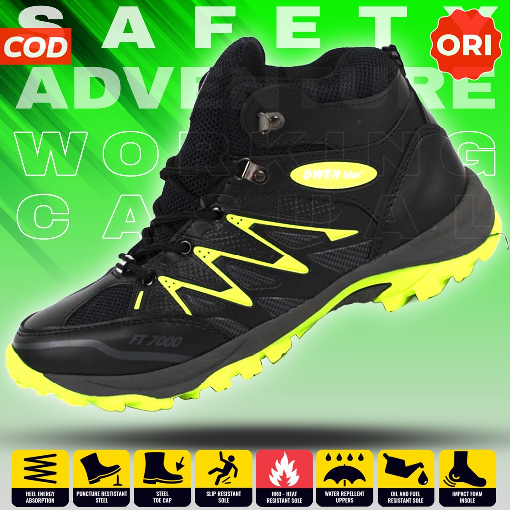 Sepatu hiking tracker touring boot pria cowok boots king cheetah own import tinggi karet kulit mesh 