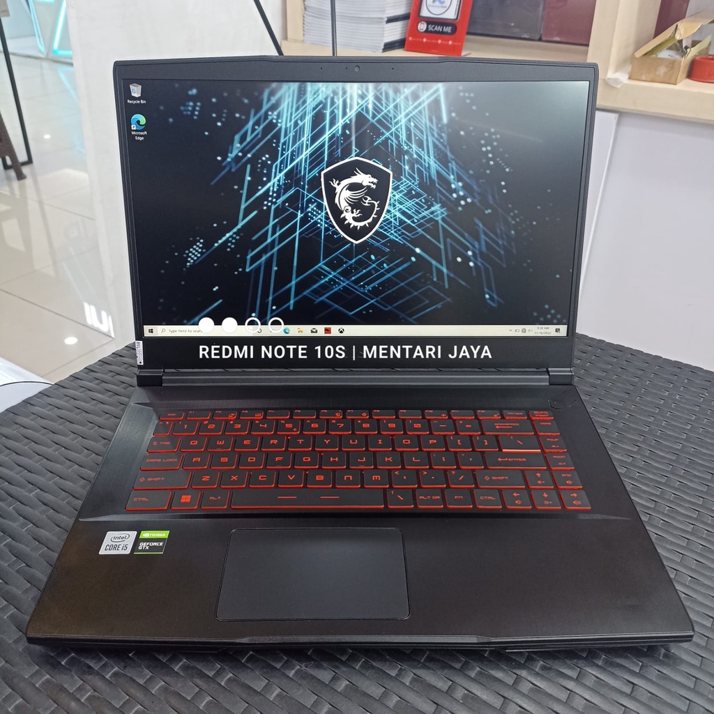 LAPTOP GAMING MURAH MSI GF63 THIN 10SCXR i5 10500H 8GB/16GB SSD 256GB+1TB HDD GTX1650 4GB 15.6 FHD IPS WIN10