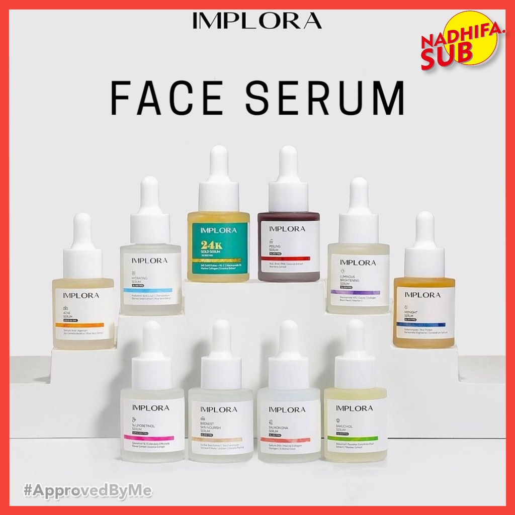 IMPLORA FACE SERUM WAJAH 20 ML / ACNE / BRIGHTENING / 24K GOLD / SERUM IMPLORA / SERUM WAJAH IMPLORA ORIGINAL BPOM