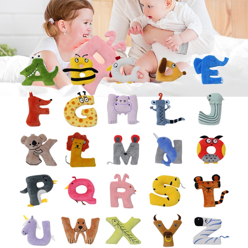 Alphabet Lore Cuddly Mainan Mewah Boneka Boneka Hewan Liontin Pendidikan Alat Peraga Anak