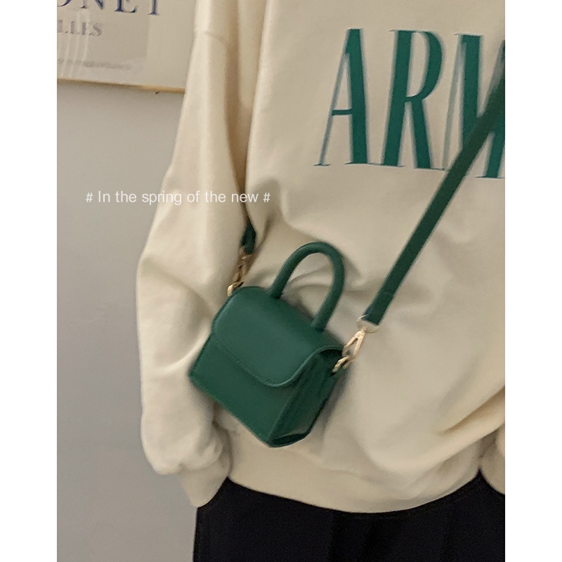 Suhao Mini Green Bag Wanita 2021 Baru Fashion Trendi Retro Portabel Kecil Square Tas Lipstik Tas All-Match Messenger Bag