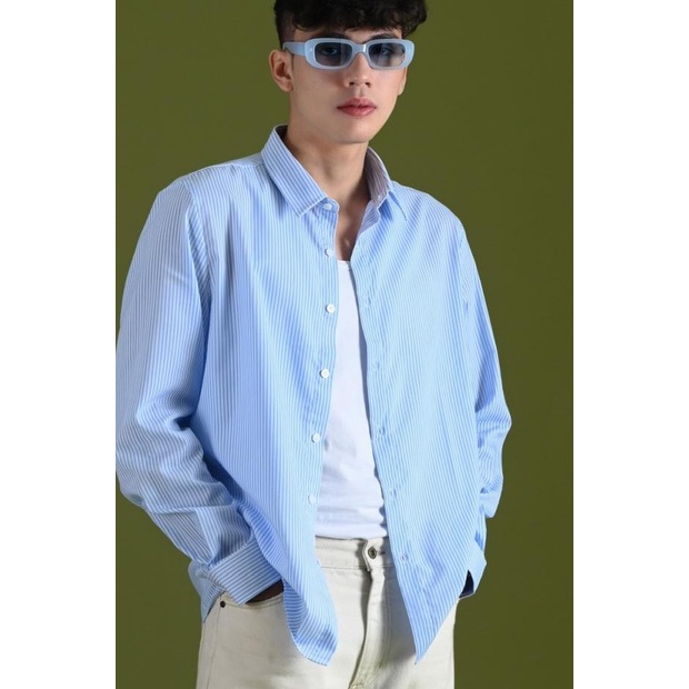 KEMEJA PREPP STUDIO TEXTURED STRIPE SHIRT BLUE - S