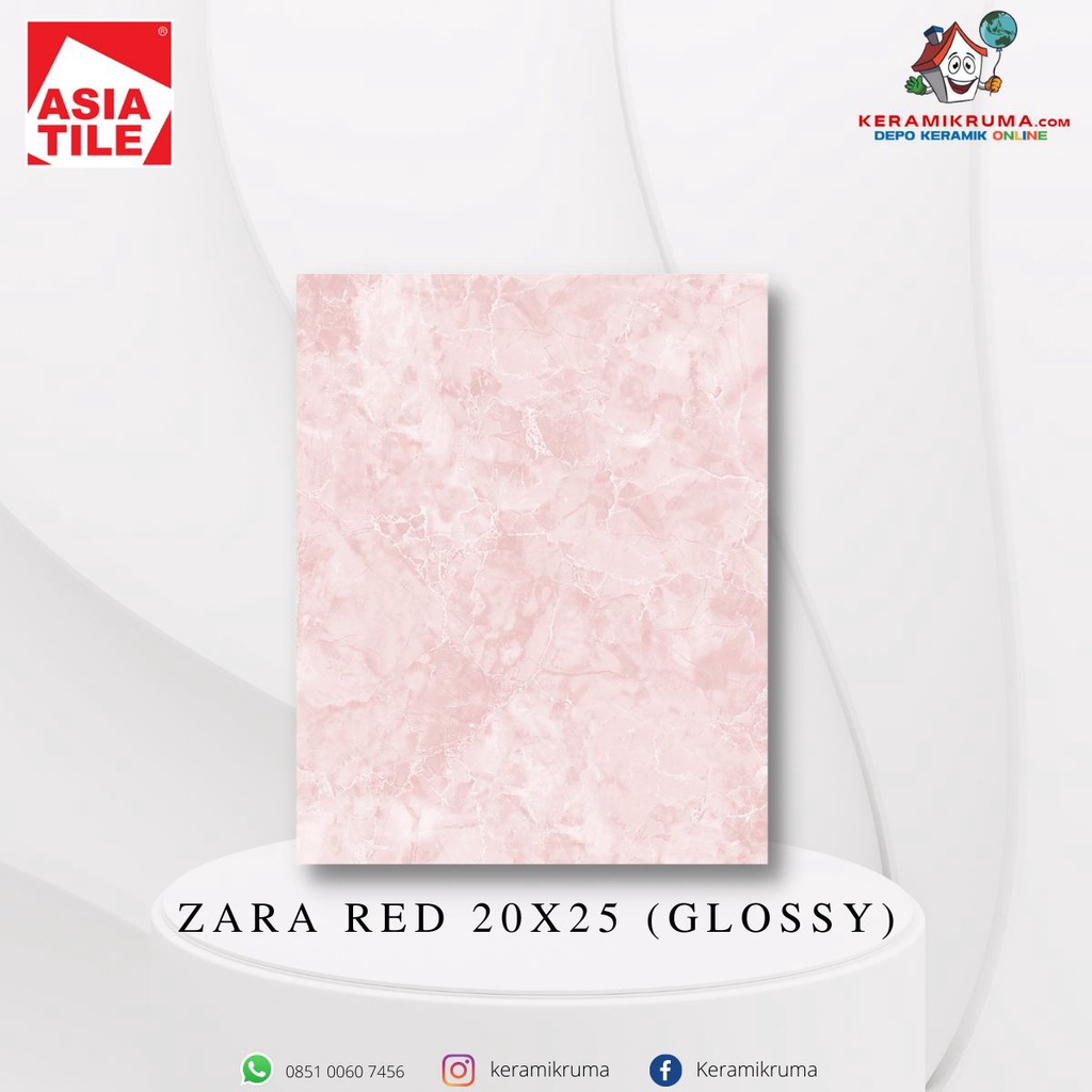 Keramik Dinding Asia Tile 20x25 Zara Red Glossy Flat Kilap