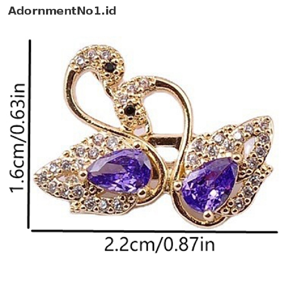 1pc Bros Pin Bentuk Angsa Hias Kristal Zircon Aksesoris Scarf Wanita Untuk Pesta / Kantor