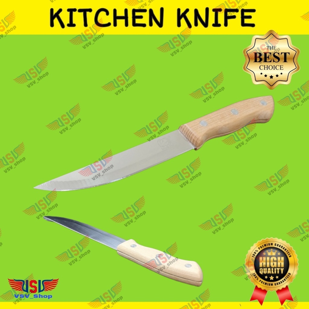 Pisau Dapur Gagang Kayu Premium Kitchen Knife 5&quot; Chef Knife Stainless Steel