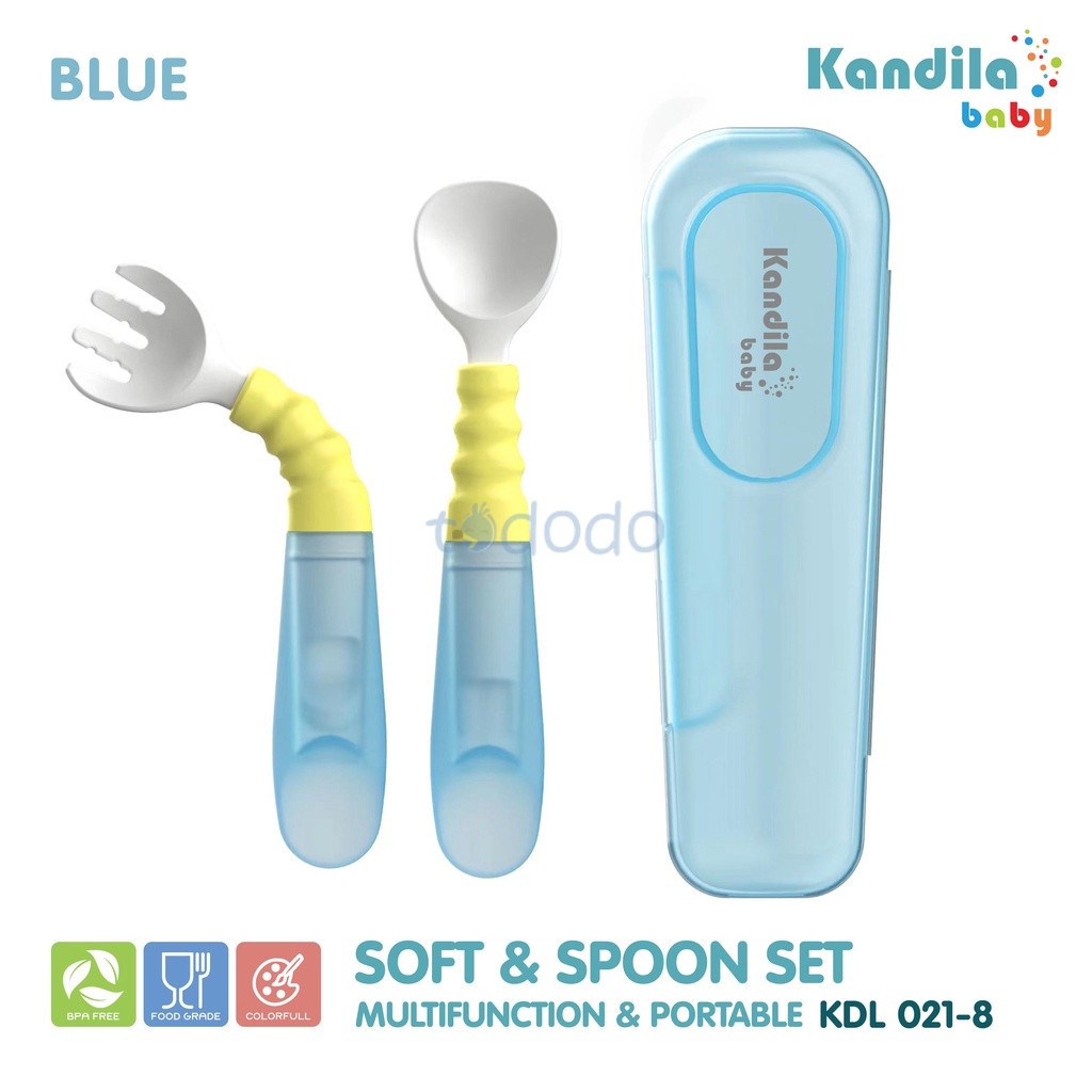 Sendok Garpu Untuk Belajar Makan Anak Bayi Kandila Fork &amp; Spoon Set KDL 021-8