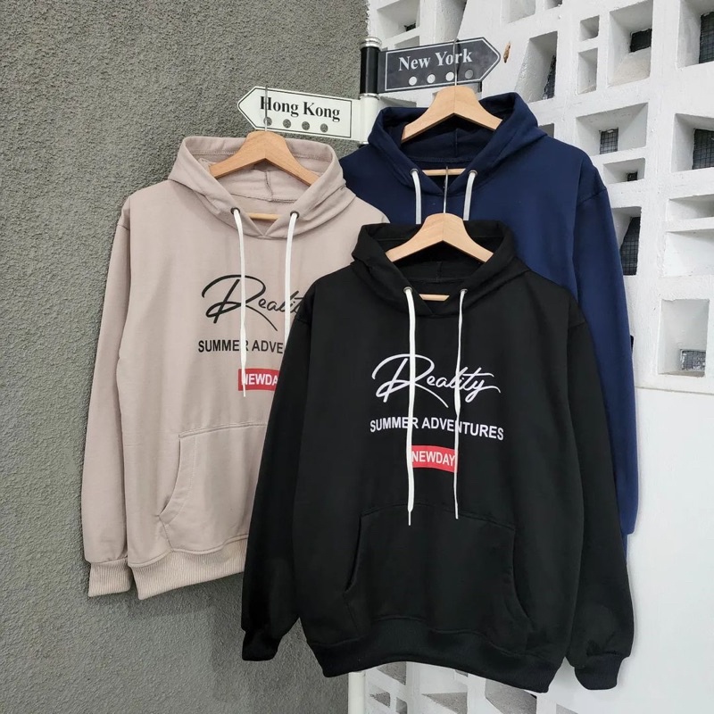 Sweater hoodie pria REALITY HOODIE sweter distro pria atasan pria