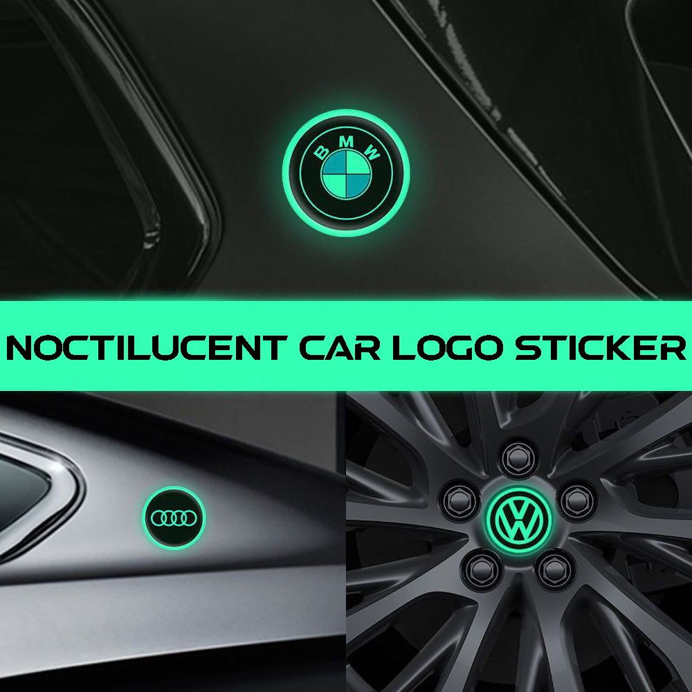 【Multi Merek Untuk Dipilih】 Logo Mobil Noctilucent Stiker Peringatan Penyimpanan Cahaya Pintu Mobil Noctilucent Jendela Mobil Hub Dekorasi Stiker Untuk Honda