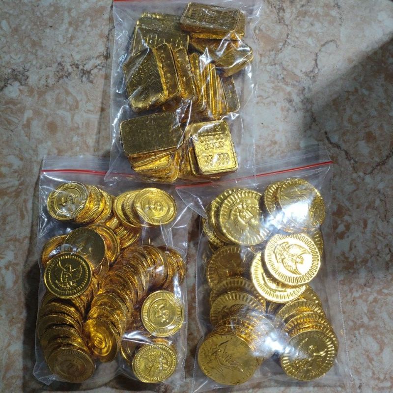 

coklat pusan emas petak, bulat kecil, bulat besar coklat dolar