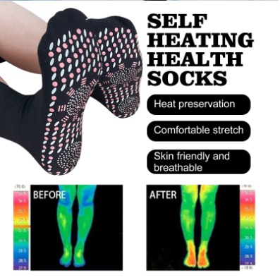 2 PCS Kaos Kaki Magnetic Terapi Pemanas Penghangat Kaki Musim Dingin Support Turmalin