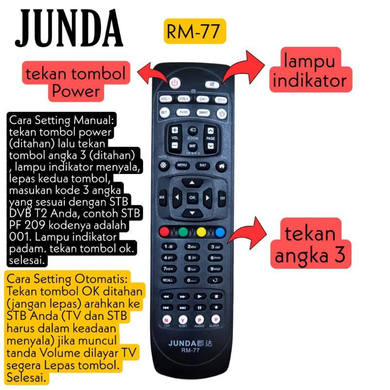 Remote Remot RM-77 Universal TV DVB T2 Serbaguna Remote Set Top Box Android TV