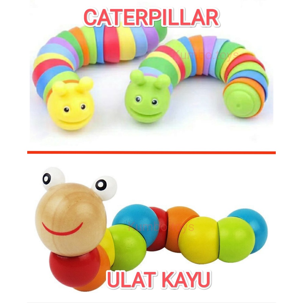 Mainan Anak Puzzle Caterpillar Ulat Edukasi Toys Sensori Motorik