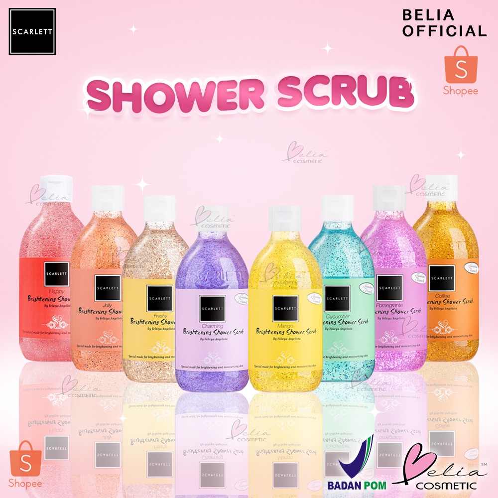 ❤ BELIA ❤ SCARLETT Whitening Shower Scrub 300ml | Sabun Mandi Mewah | Sabun Cair | Whitening Body Wash | BPOM