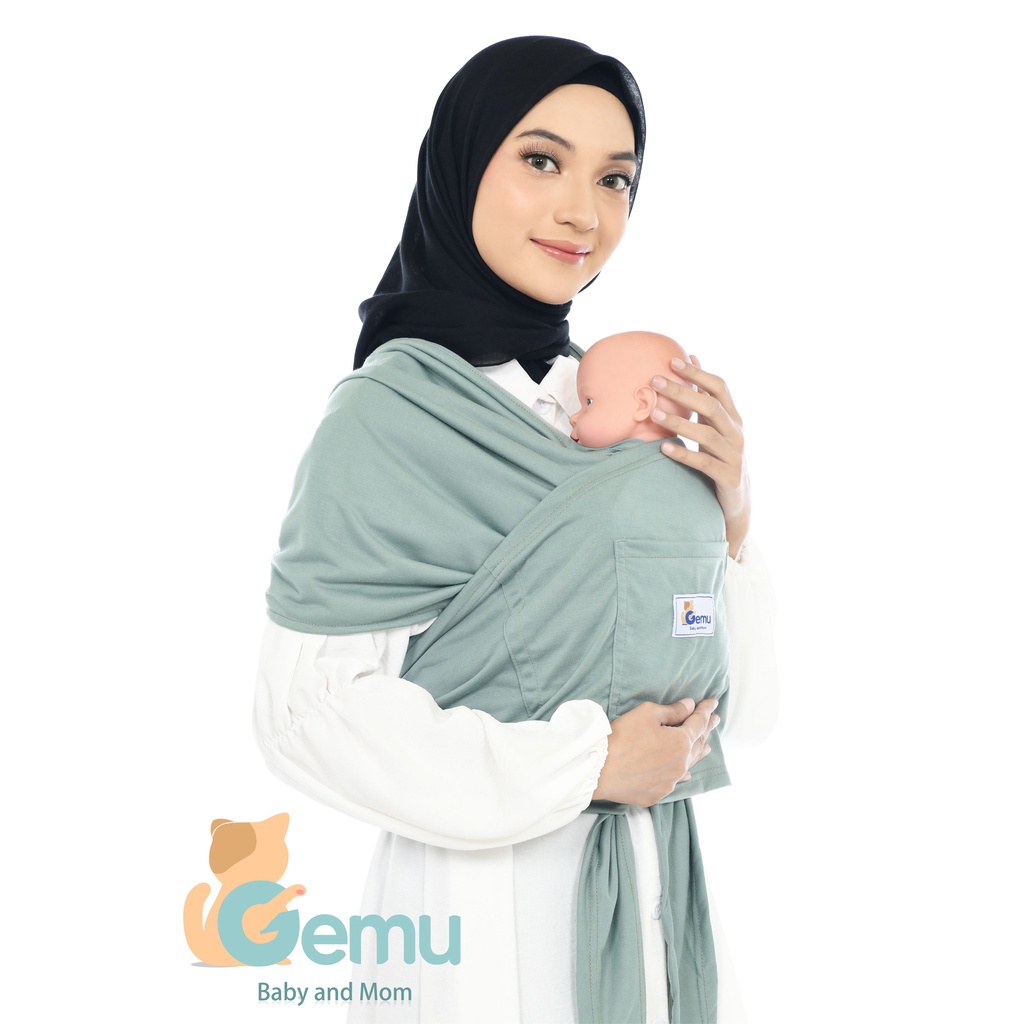 GEMUBABY Gendongan Bayi Depan M Shape Baby Wrap 3in1 Geos Baby Instan Premium with Sash Belt Warna Soft