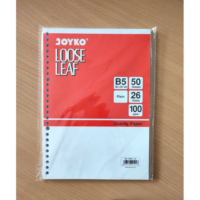 

Kertas Loose leaf B5 POLOS / TIDAK BERGARIS Joyko B5-100PL 50 Lembar