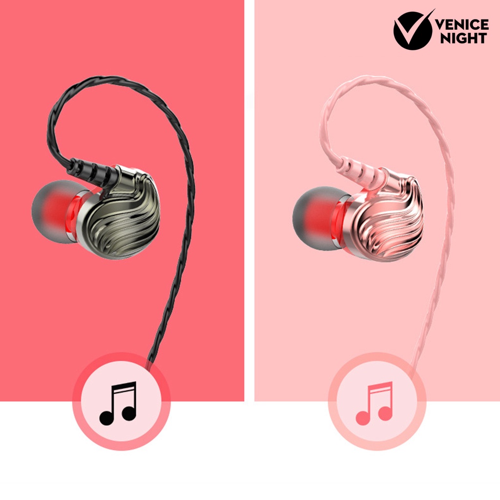 (VNEP) (Berkabel) Universal 3.5mm Plug Warna Solid Earphone In-ear Bass Berat dengan Mikrofon